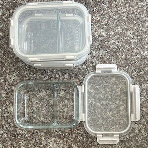 Glass Food Storage Containers with White Lids